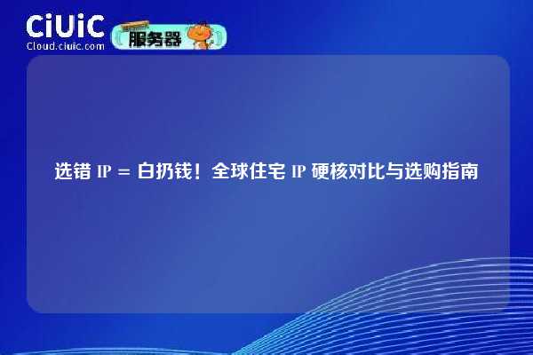 选错 IP = 白扔钱！全球住宅 IP 硬核对比与选购指南