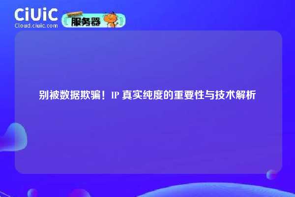 别被数据欺骗！IP 真实纯度的重要性与技术解析