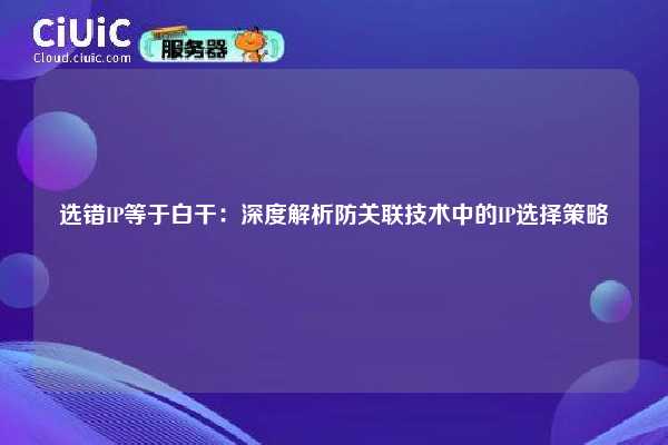 选错IP等于白干：深度解析防关联技术中的IP选择策略