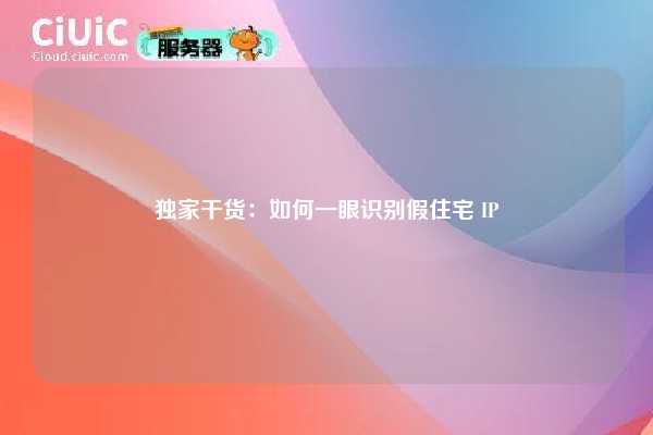 独家干货：如何一眼识别假住宅 IP