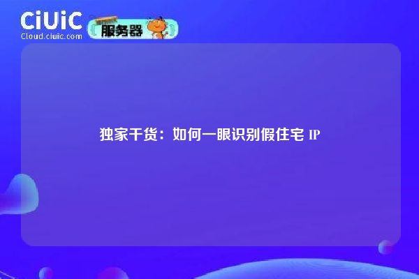 独家干货：如何一眼识别假住宅 IP