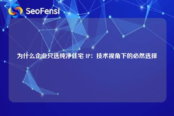为什么企业只选纯净住宅 IP：技术视角下的必然选择