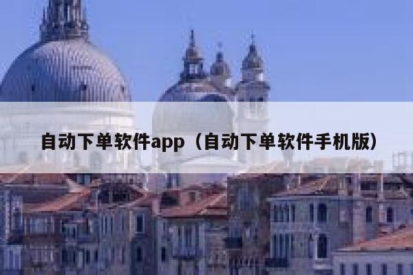 自动下单软件app（自动下单软件手机版）