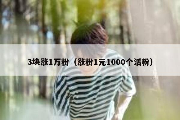 3块涨1万粉（涨粉1元1000个活粉）