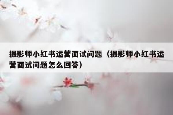 摄影师小红书运营面试问题（摄影师小红书运营面试问题怎么回答）