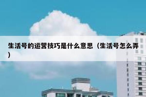 生活号的运营技巧是什么意思（生活号怎么弄）