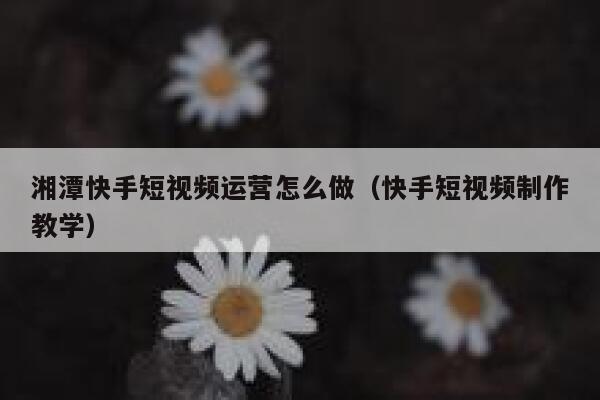 湘潭快手短视频运营怎么做（快手短视频制作教学）