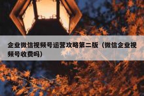 企业微信视频号运营攻略第二版（微信企业视频号收费吗）