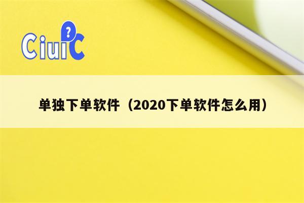 单独下单软件（2020下单软件怎么用）