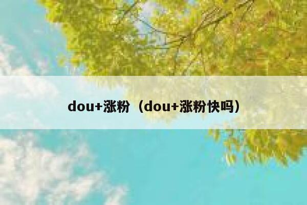 dou+涨粉（dou+涨粉快吗）