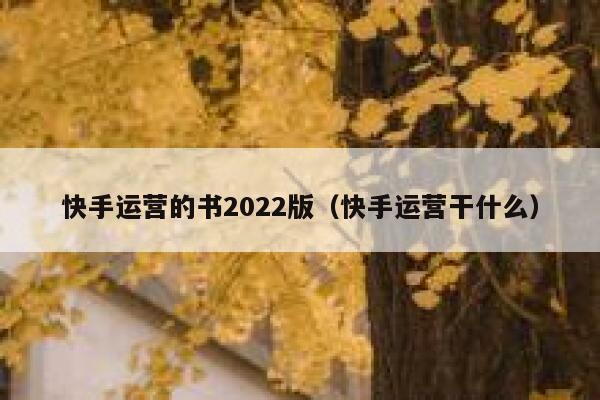 快手运营的书2022版（快手运营干什么）