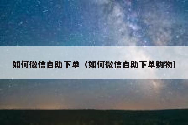 如何微信自助下单（如何微信自助下单购物）