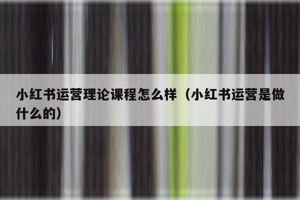 小红书运营理论课程怎么样（小红书运营是做什么的）