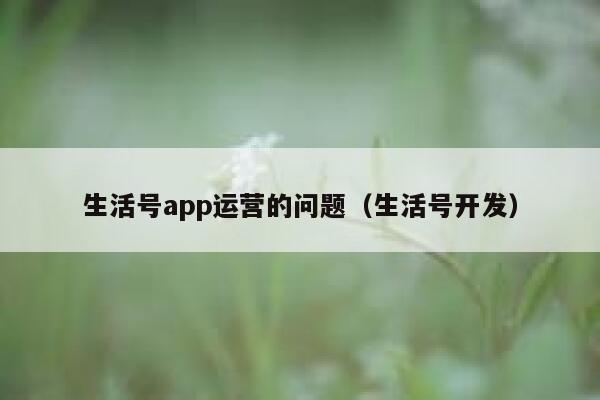 生活号app运营的问题（生活号开发）