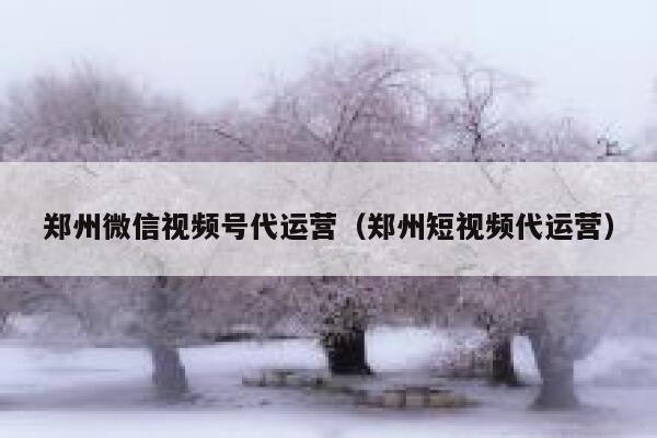 郑州微信视频号代运营（郑州短视频代运营）