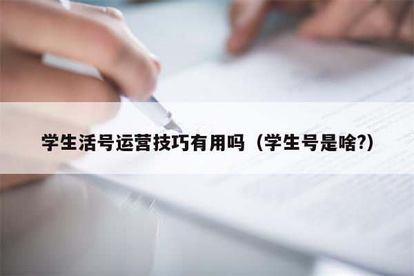 学生活号运营技巧有用吗（学生号是啥?）