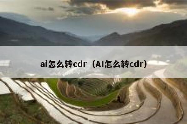 ai怎么转cdr（AI怎么转cdr）