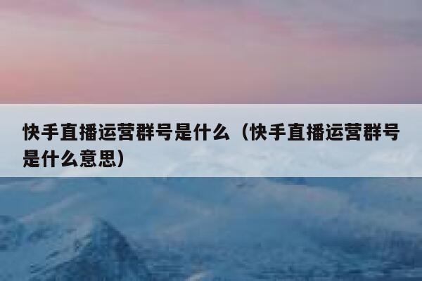 快手直播运营群号是什么（快手直播运营群号是什么意思）