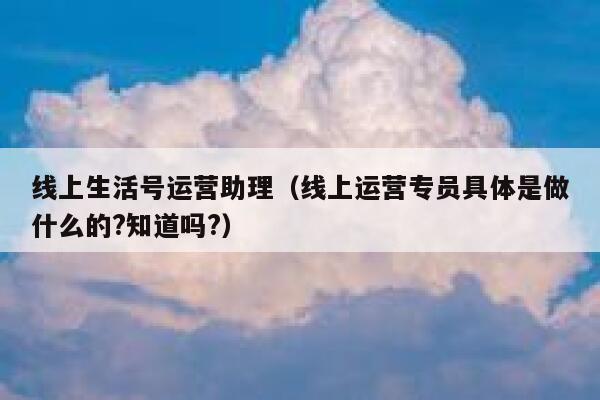 线上生活号运营助理（线上运营专员具体是做什么的?知道吗?）