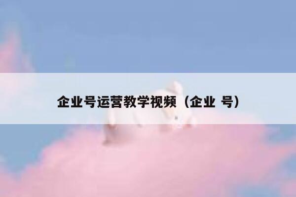 企业号运营教学视频（企业 号）