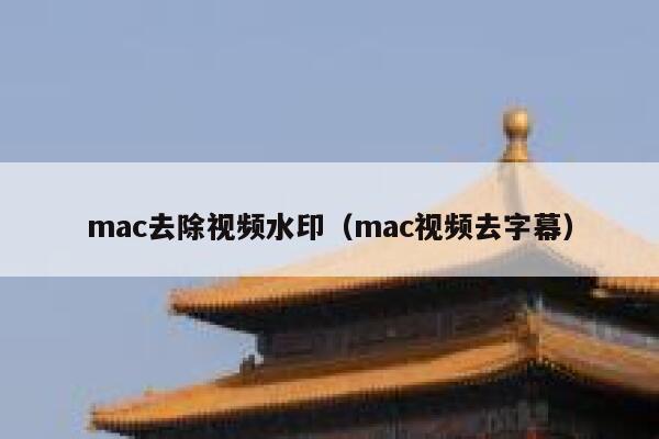 mac去除视频水印（mac视频去字幕）