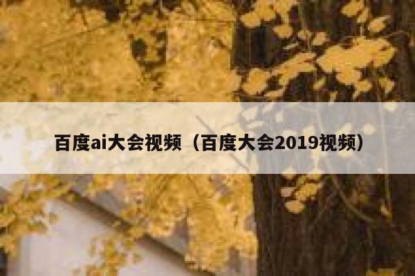 百度ai大会视频（百度大会2019视频）