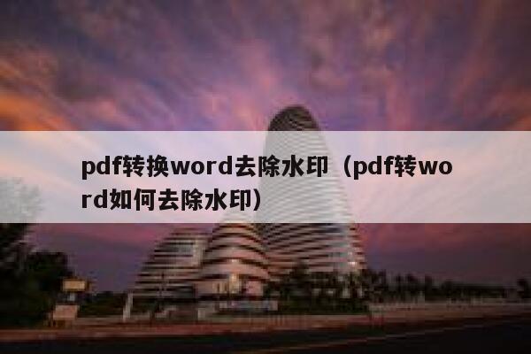 pdf转换word去除水印（pdf转word如何去除水印）