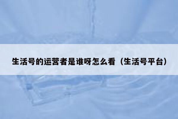 生活号的运营者是谁呀怎么看（生活号平台）