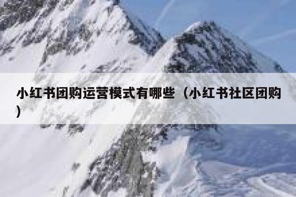 小红书团购运营模式有哪些（小红书社区团购）