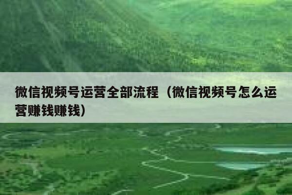 微信视频号运营全部流程（微信视频号怎么运营赚钱赚钱）