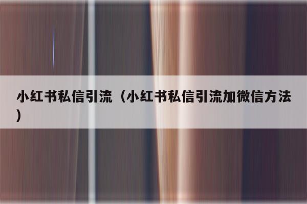 小红书私信引流（小红书私信引流加微信方法）