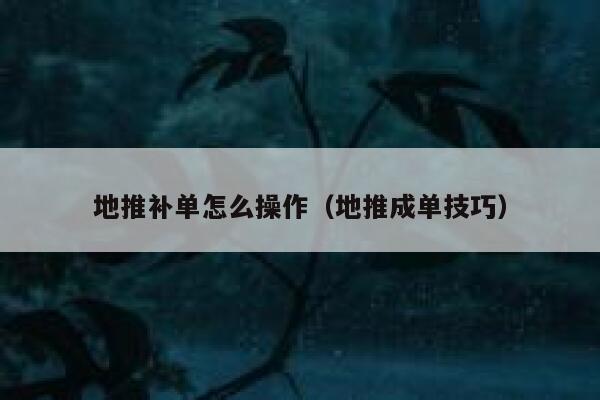 地推补单怎么操作（地推成单技巧）