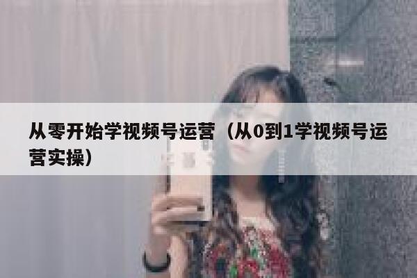 从零开始学视频号运营（从0到1学视频号运营实操）