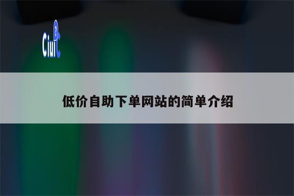 低价自助下单网站的简单介绍