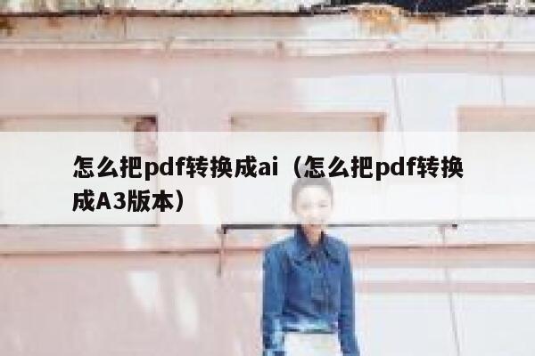 怎么把pdf转换成ai（怎么把pdf转换成A3版本）