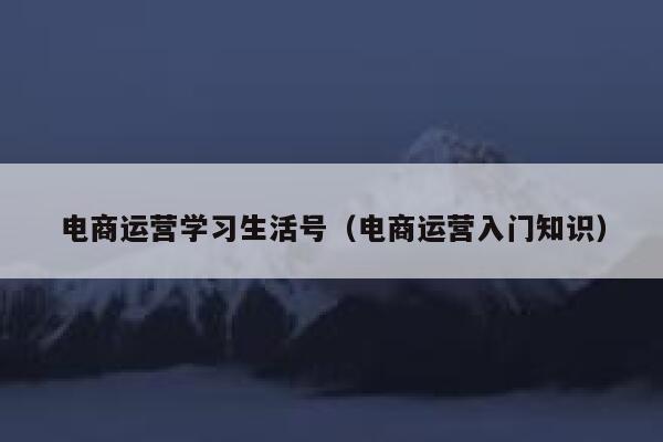 电商运营学习生活号（电商运营入门知识）