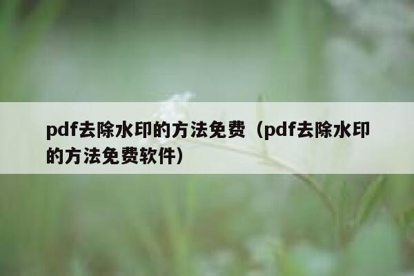 pdf去除水印的方法免费（pdf去除水印的方法免费软件）