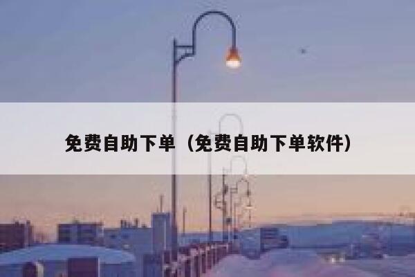 免费自助下单（免费自助下单软件）