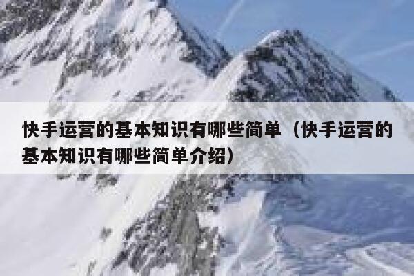 快手运营的基本知识有哪些简单（快手运营的基本知识有哪些简单介绍）