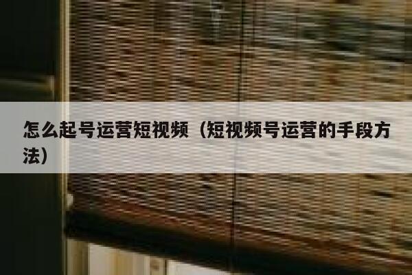 怎么起号运营短视频（短视频号运营的手段方法）