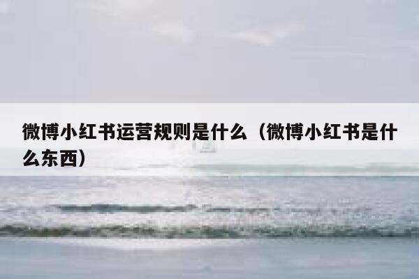 微博小红书运营规则是什么（微博小红书是什么东西）