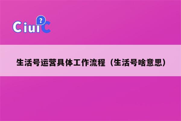 生活号运营具体工作流程（生活号啥意思）