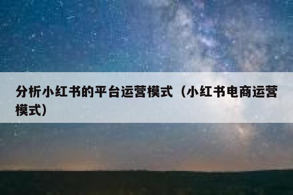 分析小红书的平台运营模式（小红书电商运营模式）