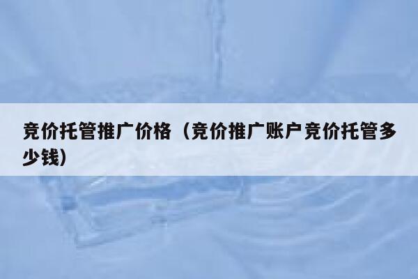 竞价托管推广价格（竞价推广账户竞价托管多少钱）