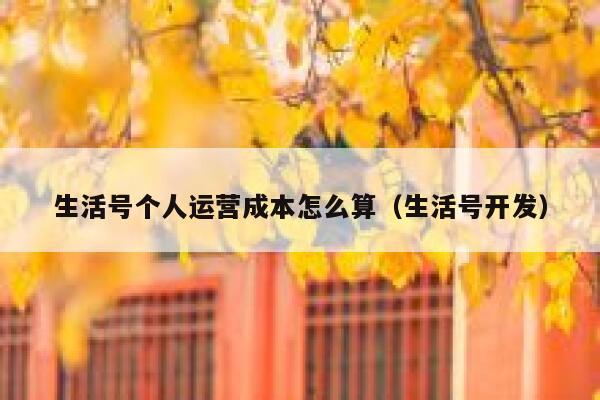 生活号个人运营成本怎么算（生活号开发）